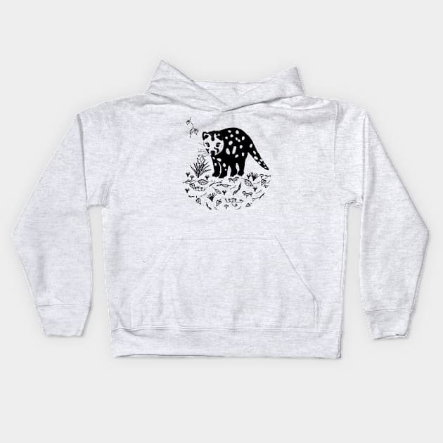 Spotted Tail Quoll- Dasyurus Maculatus Kids Hoodie by wanungara